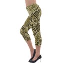 Yellow Snake Skin Pattern Lightweight Velour Capri Leggings  View3