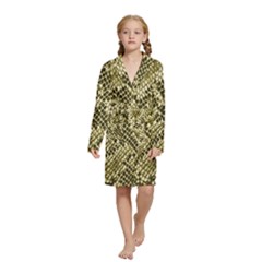 Yellow Snake Skin Pattern Kids  Long Sleeve Velvet Lounge Robe by Ket1n9