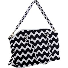 Wave-black White Canvas Crossbody Bag by kyorashop23