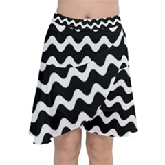 Wave-black White Chiffon Wrap Front Skirt by kyorashop23