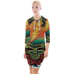 Grateful Steal Your Face Deadhead Hippie Logo Symbol Quarter Sleeve Hood Bodycon Dress by Loisa77