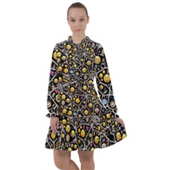 Mental Emojis Emoticons Icons All Frills Chiffon Dress by Paksenen