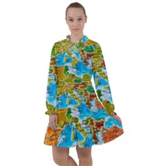 World Map All Frills Chiffon Dress by Ket1n9