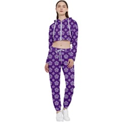 White Pentacle And Purple Pattern Cropped Zip Up Lounge Set by cheekywitch