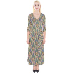 Tribal Background Boho Batik Quarter Sleeve Wrap Maxi Dress by anzea