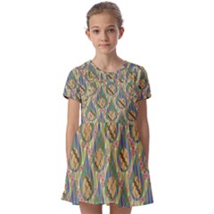 Tribal Background Boho Batik Kids  Short Sleeve Pinafore Style Dress by anzea