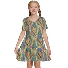 Tribal Background Boho Batik Kids  Short Sleeve Tiered Mini Dress by anzea