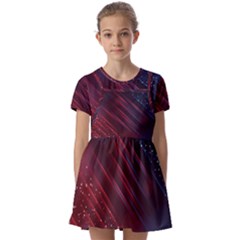 Illustrations Space Purple Kids  Short Sleeve Pinafore Style Dress by anzea