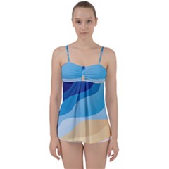 Illustrations Waves Line Rainbow Babydoll Tankini Top