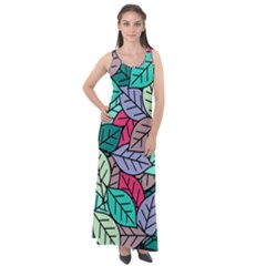 Pattern Leaves Background Nature Sleeveless Velour Maxi Dress by Proyonanggan