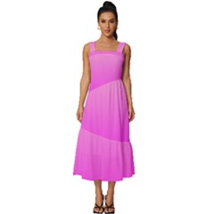 Gradient Pink - Pastel Yellow Pink Rosa Square Neckline Tiered Midi Dress by 2607694c