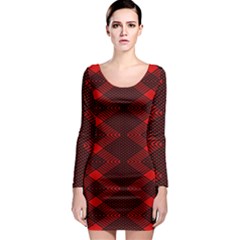 Pattern Black Red Long Sleeve Bodycon Dress by 2607694c