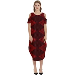 Pattern Black Red Cold Shoulder Loose Fit Dress With Pockets by 2607694c