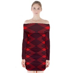 Pattern Black Red Long Sleeve Off Shoulder Dress by 2607694c