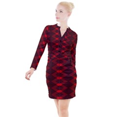 Pattern Black Red Button Long Sleeve Dress by 2607694c