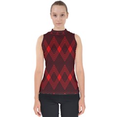 Pattern Red Black, Mock Neck Shell Top by 2607694c