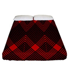 Pattern, Red, Black,  Fitted Sheet (queen Size) by 2607694c