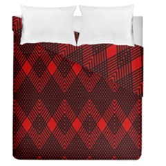 Pattern, Red, Black,  Duvet Cover Double Side (queen Size) by 2607694c