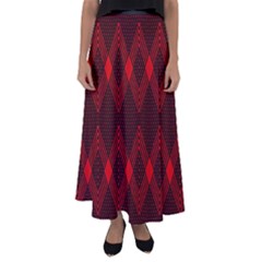 Pattern, Red, Black,  Flared Maxi Skirt by 2607694c