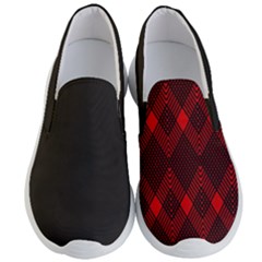 Pattern, Red, Black,  Men s Lightweight Slip Ons by 2607694c