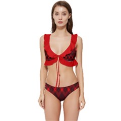 Muster Rot Rot Schwarz Low Cut Ruffle Edge Bikini Set by 2607694c