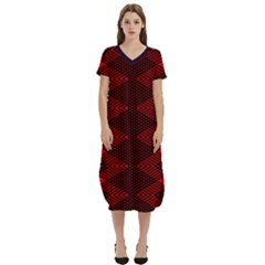 Pattern Rot Schwarz T-shirt Midi Dress With Pockets by dedoma