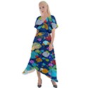 Illustrations Sea Fish Swimming Colors Cross Front Sharkbite Hem Maxi Dress View1