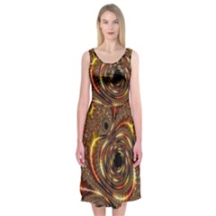 Geometric Art Fractal Abstract Art Midi Sleeveless Dress by Ndabl3x