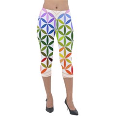 Mandala Rainbow Colorful Lightweight Velour Capri Leggings  by Ndabl3x