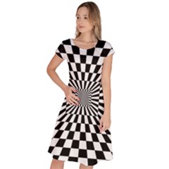 Optical Illusion Chessboard Tunnel Classic Short Sleeve Dress by Ndabl3x