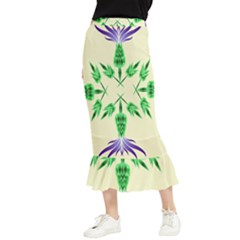 Thistle Flower Purple Thorny Flora Maxi Fishtail Chiffon Skirt by Bajindul