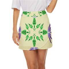 Thistle Flower Purple Thorny Flora Mini Front Wrap Skirt by Bajindul