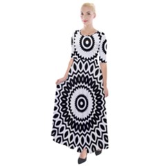 Circular Concentric Radial Symmetry Abstract Half Sleeves Maxi Dress by Proyonanggan