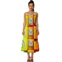 Colorful 3d Social Media Square Neckline Tiered Midi Dress View1