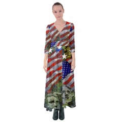 Usa United States Of America Images Independence Day Button Up Maxi Dress by Ket1n9