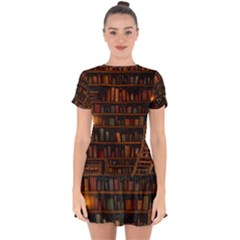 Books Library Drop Hem Mini Chiffon Dress by Ket1n9