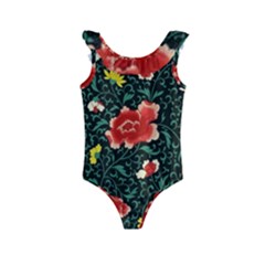 Background Vintage Japanese Design Kids  Frill Swimsuit by Bedest