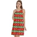 Christmas-papers-red-and-green Round Neck Sleeve Casual Dress With Pockets View3