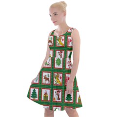 Christmas Paper Christmas Pattern Knee Length Skater Dress by Bedest