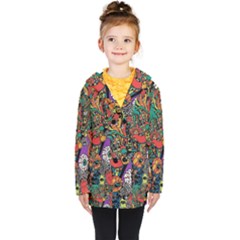 Cute Cartoon Doodle Kids  Double Breasted Button Coat by Bedest