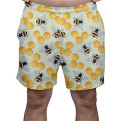 Bees Pattern Honey Bee Bug Honeycomb Honey Beehive Men s Shorts by Bedest