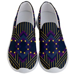 Line Square Pattern Violet Blue Yellow Design Men s Lightweight Slip Ons by Ravend