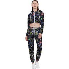 Universe Star Planet Galaxy Cropped Zip Up Lounge Set by Ravend