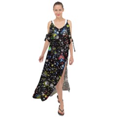 Universe Star Planet Galaxy Maxi Chiffon Cover Up Dress by Ravend