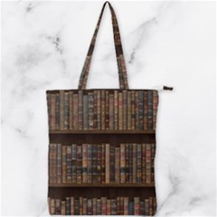 Old Bookshelf Orderly Antique Books Double Zip Up Tote Bag by Ravend