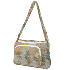 Vintage World Map Front Pocket Crossbody Bag