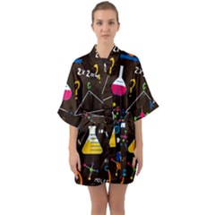 Science Lesson Flat Vector Seamless Pattern Half Sleeve Satin Kimono  by Loisa77