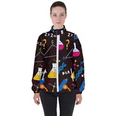 Science Lesson Flat Vector Seamless Pattern Women s High Neck Windbreaker by Loisa77