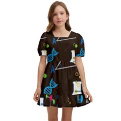 Science Lesson Flat Vector Seamless Pattern Kids  Short Sleeve Dolly Dress by Loisa77