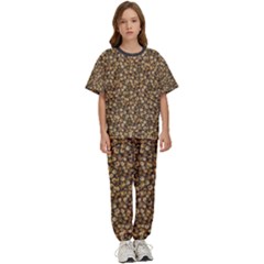 Floral Fusion Print Kids  T-shirt And Pants Sports Set by dflcprintsclothing